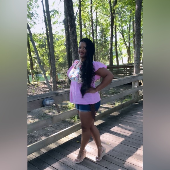 Embroidered Babydoll Top Pink XL - Picture 6 of 8